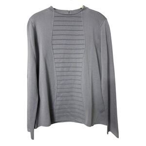 Armani Collezioni Light Blue Long Sleeve Stripe Front Knit Top Sz 8/44